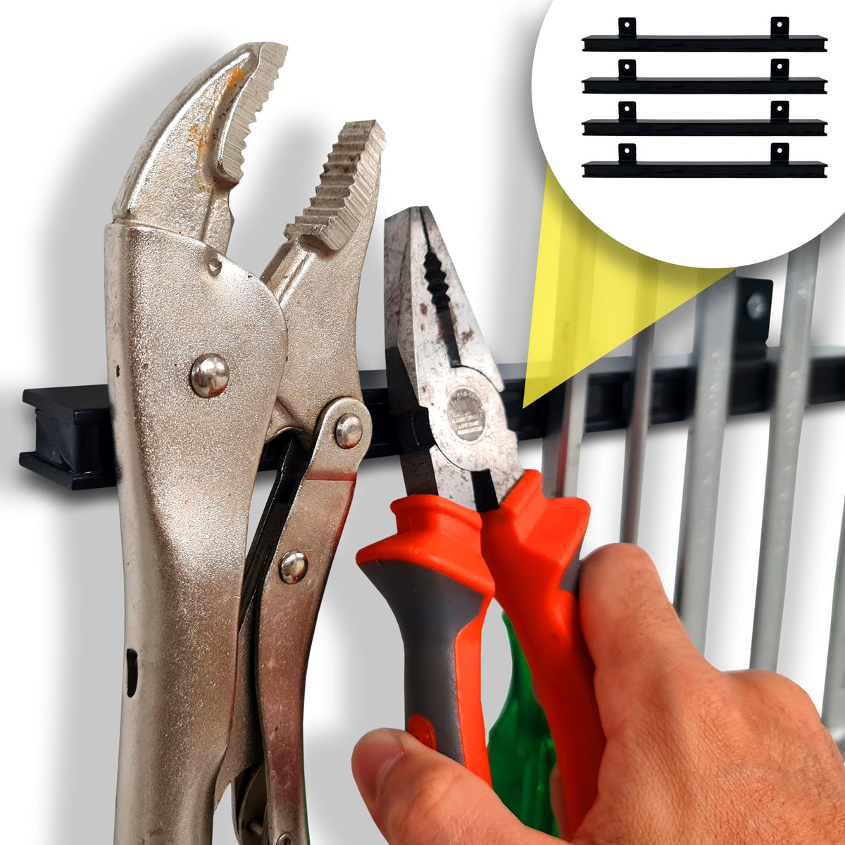 HMmagnets front view of four 12-inch bars showing compact storage benefit