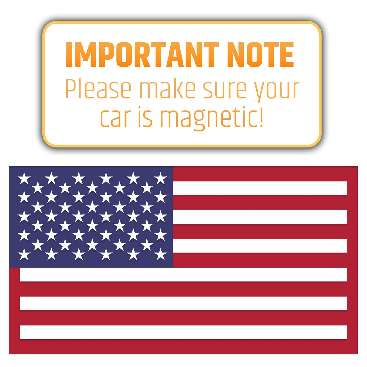 HMmagnets on parked car in driveway showing patriotic display