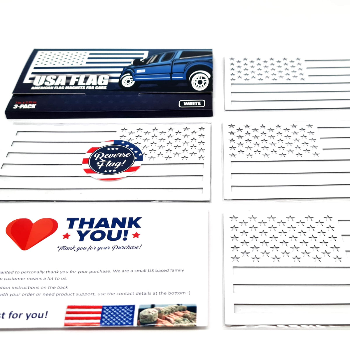 HMmagnets flag on vehicle in lifestyle setting showing patriotic styling