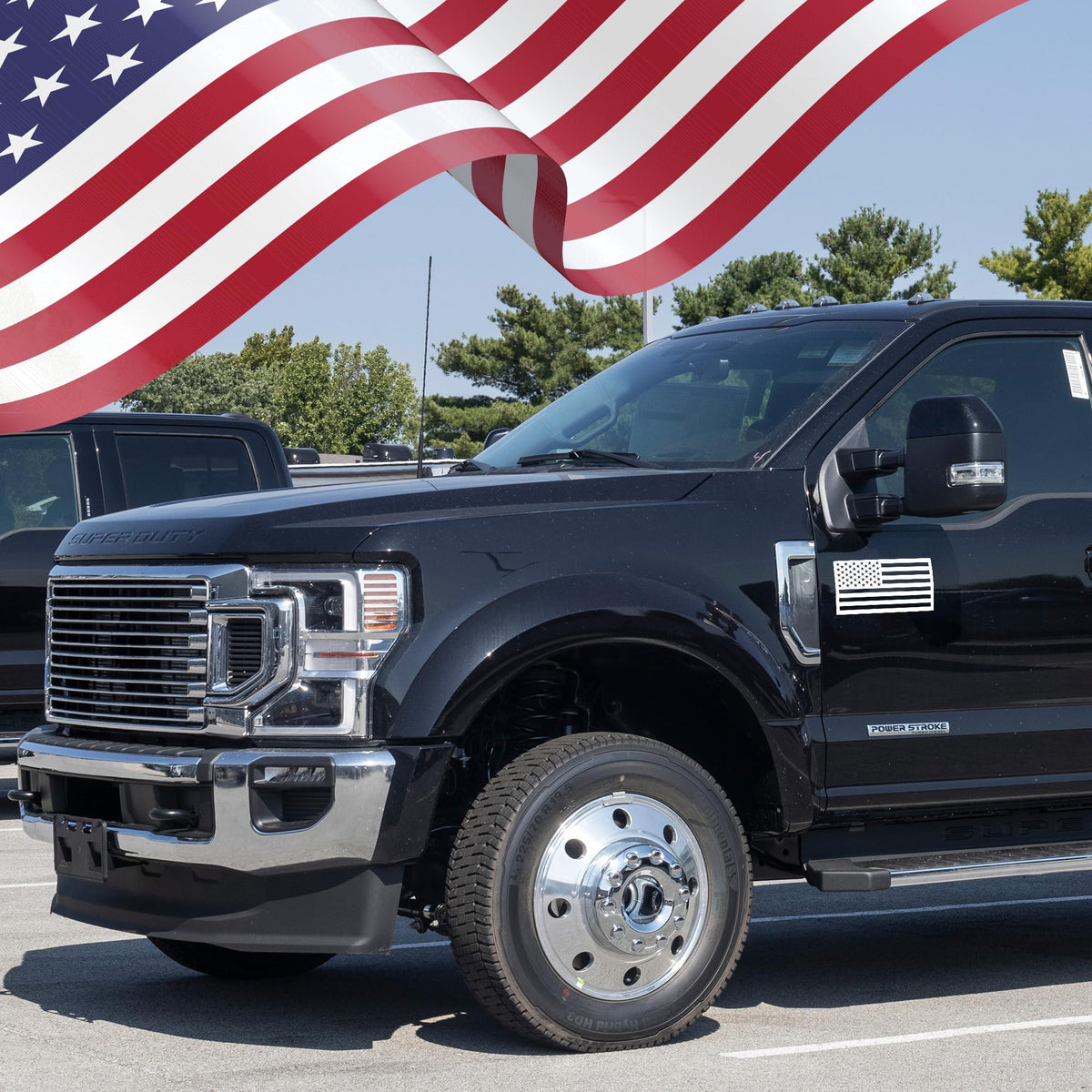 HMmagnets flag on truck tailgate demonstrating durable outdoor display
