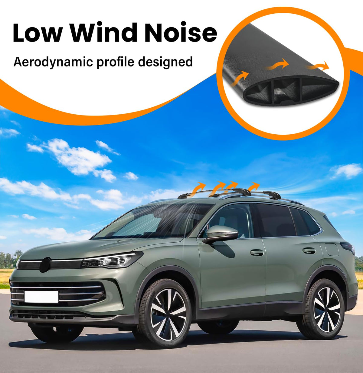 HmmtyRack aerodynamic crossbar profile reducing wind noise and drag