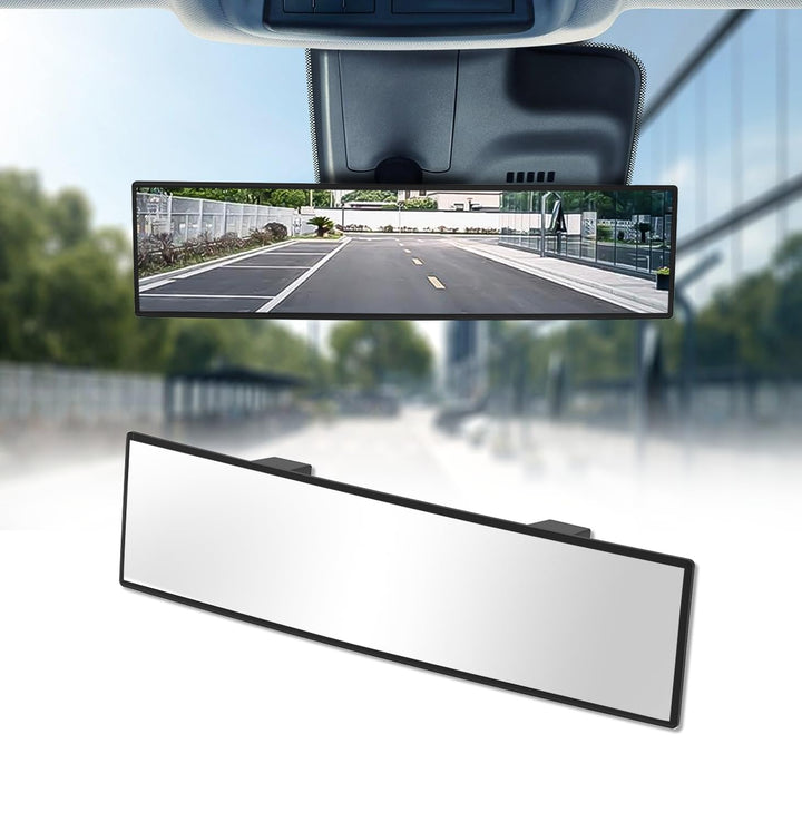 HmmtyRack front view of two chrome rearview mirrors showing benefit of broader view