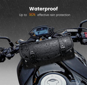 HmmtyRack mounted on motorcycle fork illustrating secure universal fit