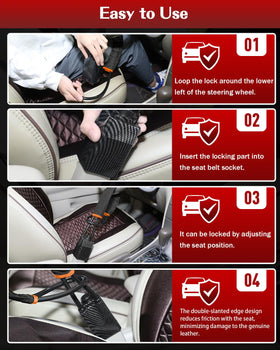 HMYMYHM lock installed on steering wheel showing quick secure benefit