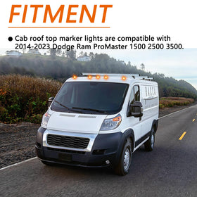 HNeekyr installed on ProMaster roof, shows bright amber markers for safety