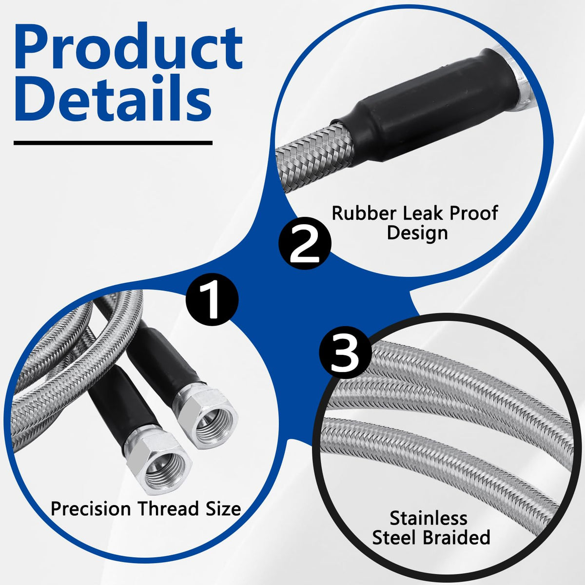 HNeekyr stainless steel braided hose close-up showing braid texture and superior abrasion protection