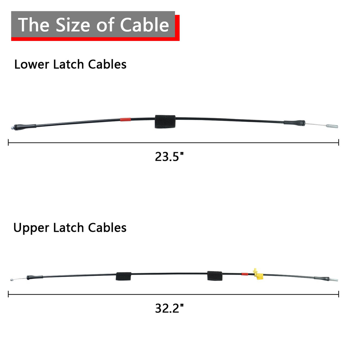 HNeekyr close view of upper and lower cable lengths showing correct sizing for fitment