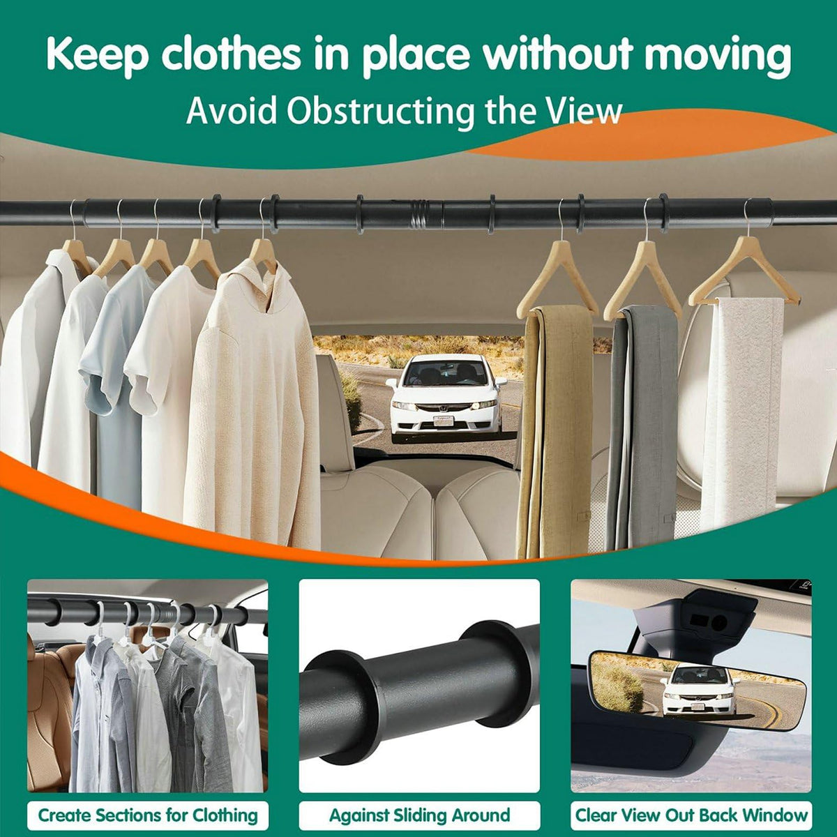 Hoapavi bar holding suits inside a car to keep garments neat