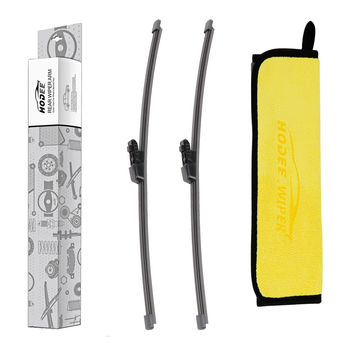 HODEE rear wiper front packaging showing product and fitment details for quick identification