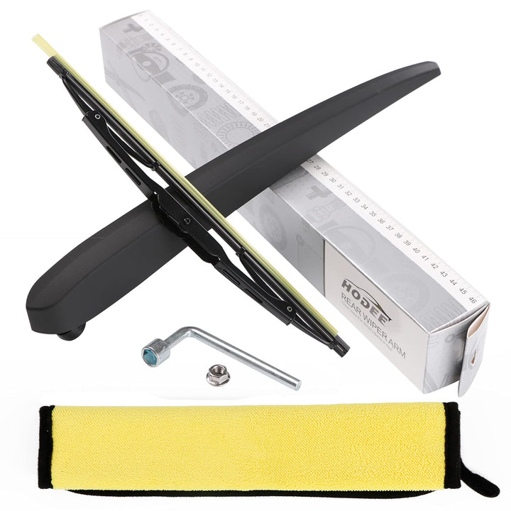 HODEE rear wiper kit front packaging showing all included parts and easy installation benefit