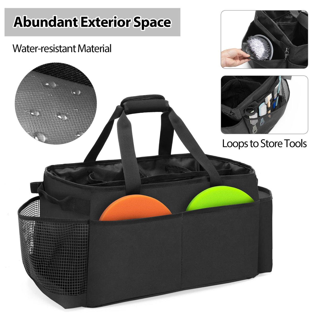 HODRANT exterior pockets holding brushes and waxes for quick access