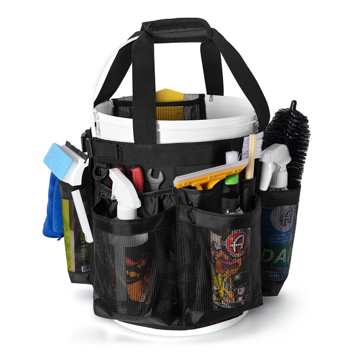 HODRANT front view of bucket organizer showing full pocket layout and quick access