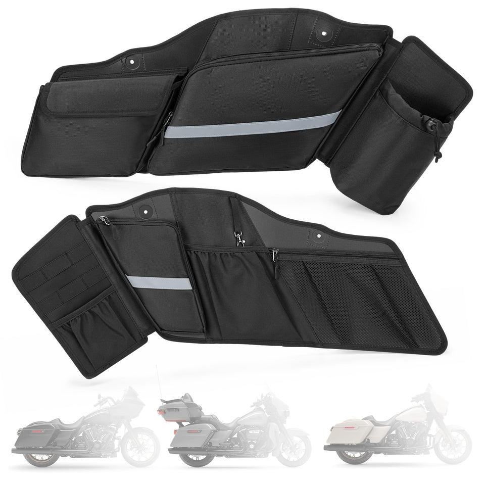 HODRANT front view of saddlebag organizer showing full layout and neat storage