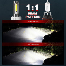 HOEDUI beam pattern on road at night showing improved visibility and contrast