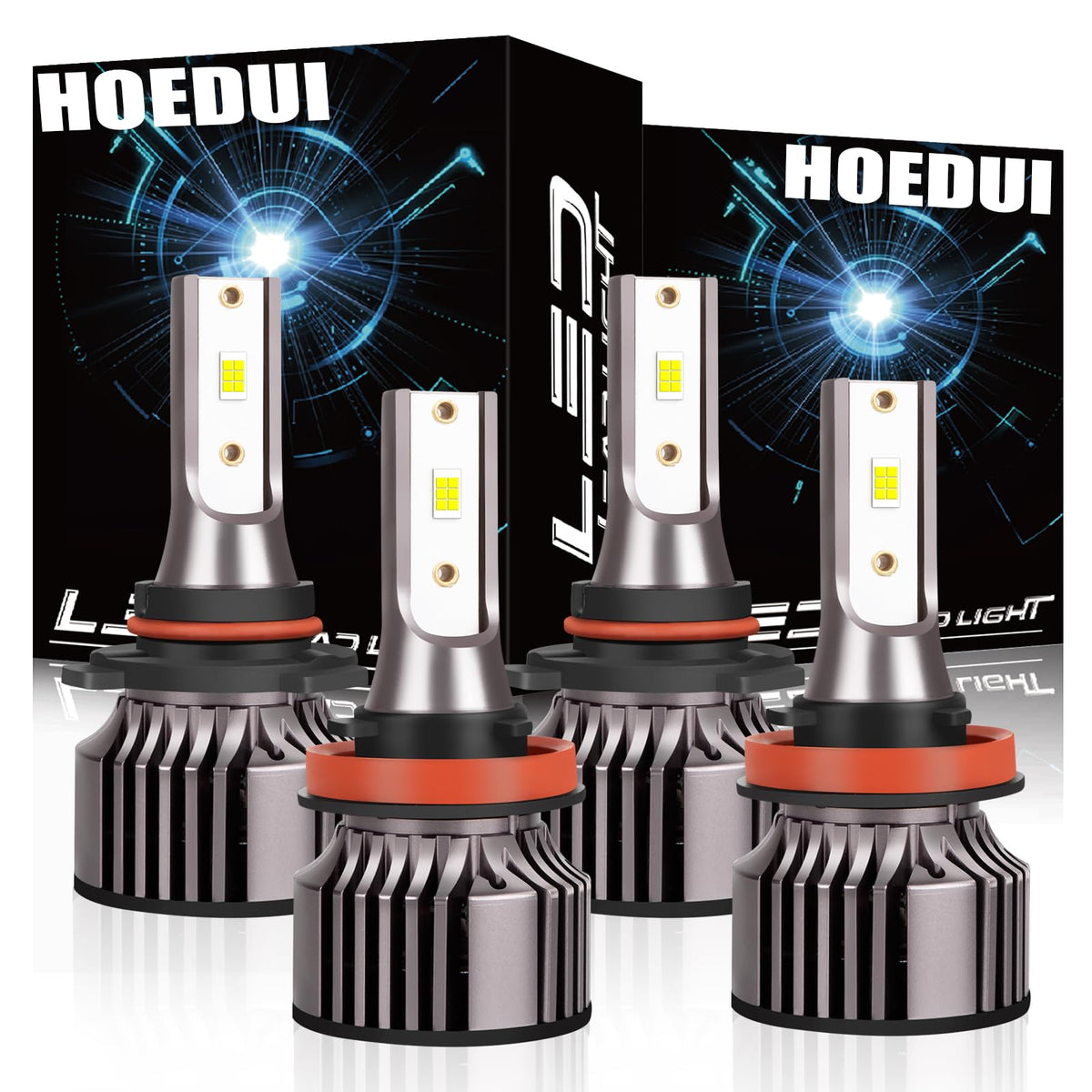 HOEDUI front packaging showing Accord-specific four-bulb kit and benefits