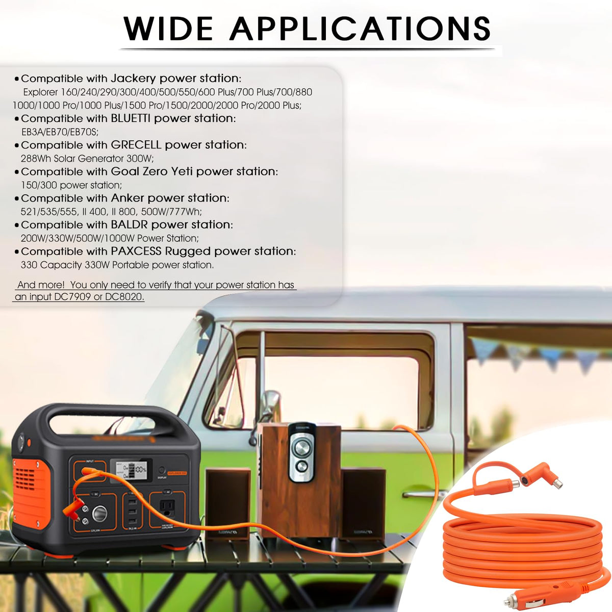 Hoeine cable used in RV camping to maintain power on the go