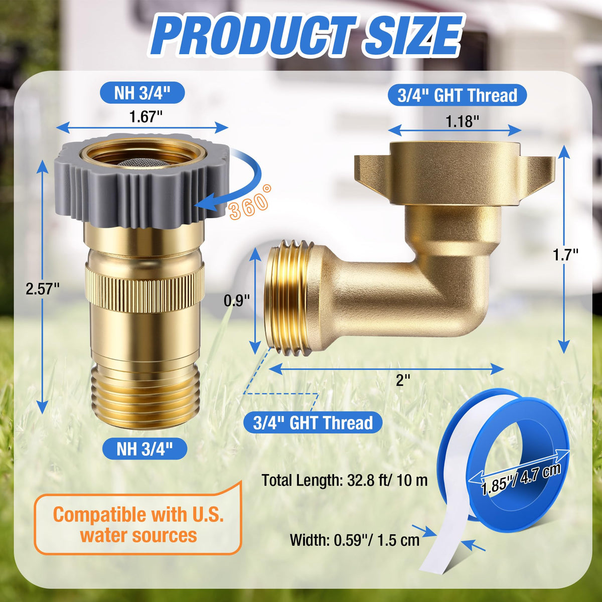 Hohean 90 degree elbow close-up highlighting brass finish and tight-fit benefit