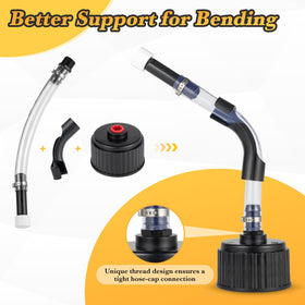 HOHNNYREET hose attached to jug refueling a motorcycle for faster, cleaner fills