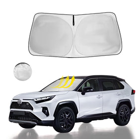 HOHUIGO front view of shade fitting RAV4 windshield showing full coverage benefit