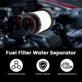Hoiedt installed filters in a Ram engine bay showing correct placement