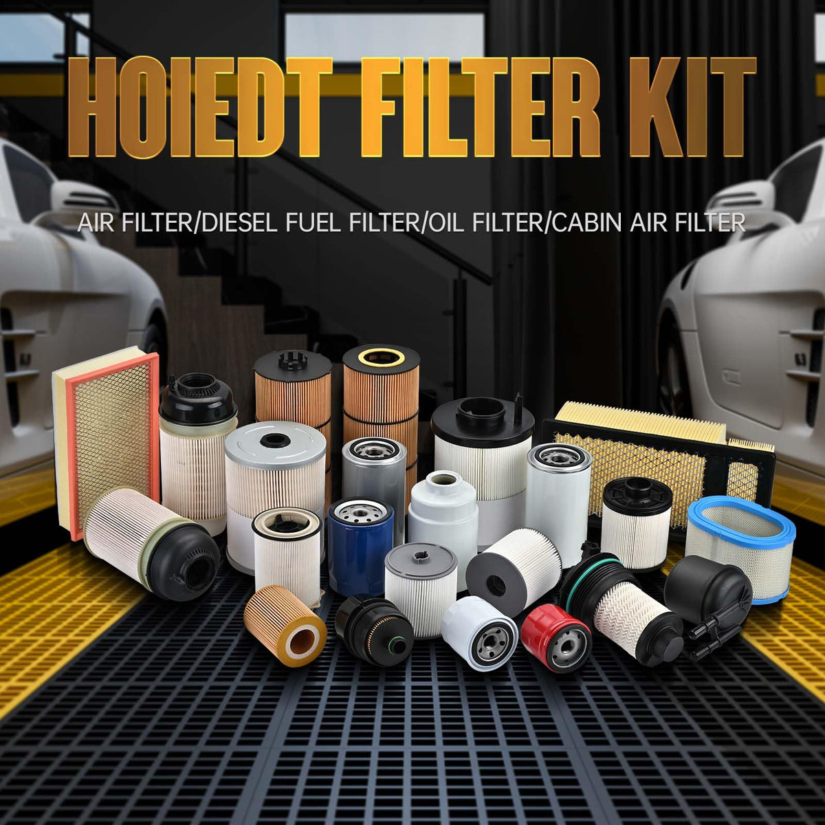 Hoiedt filters in a truck maintenance scene demonstrating routine service ease