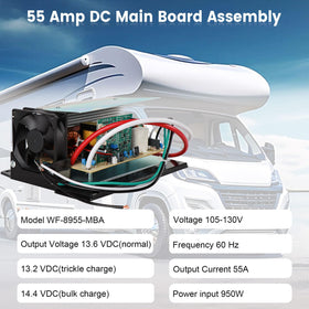 Hoiedt WF-8955 installed inside an RV power center restoring DC power