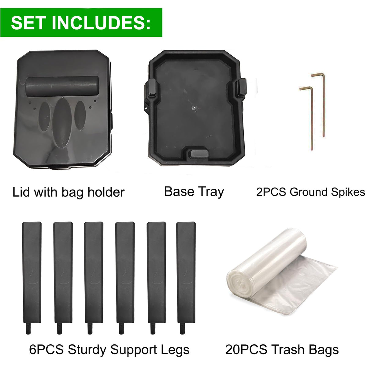 HolaKit next to standard garbage bag showing 15.85-gallon capacity