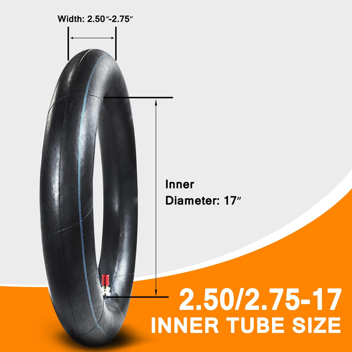 HOLATO side profile of 70/100-17 tube showing size markings for accurate fit