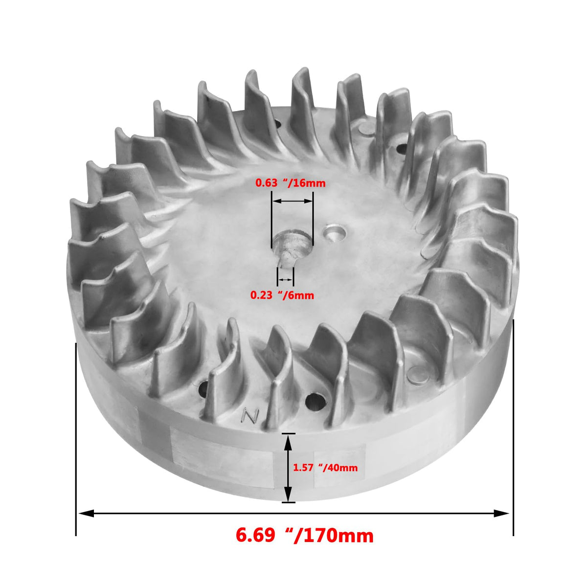 HOLATO backside image showing keyway and taper for accurate crankshaft seating and secure fit