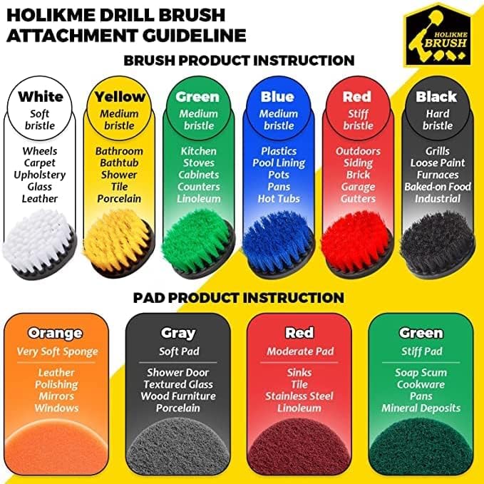 Holikme drill brush in use on tile grout demonstrating faster, deeper cleaning