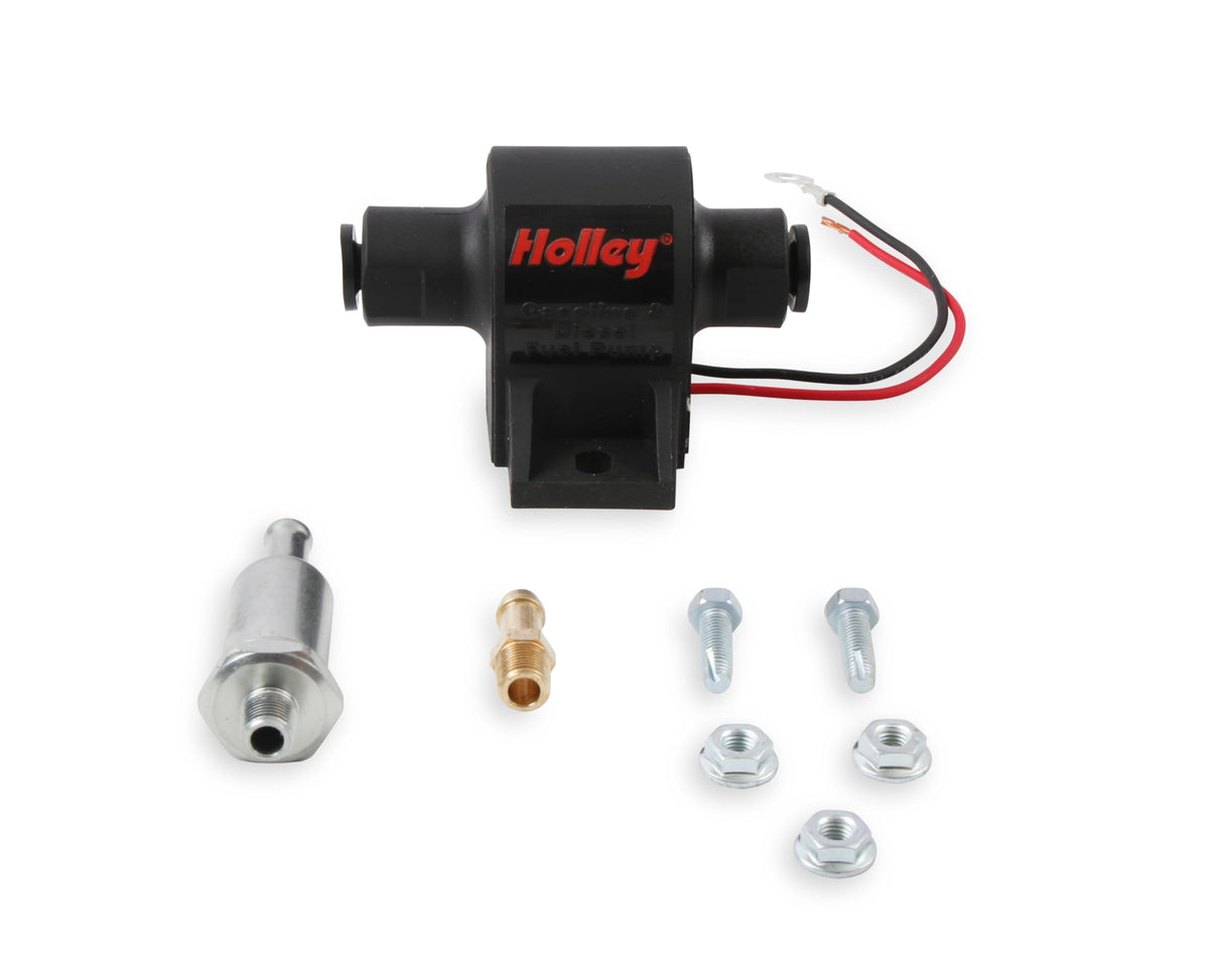 Holley 12-427 front view showing inlet outlet for easy fitment and reliable flow
