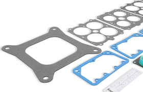 Holley kit on garage workbench during installation for reliable performance