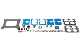 Holley parts tray organized view showing components for efficient rebuild workflow