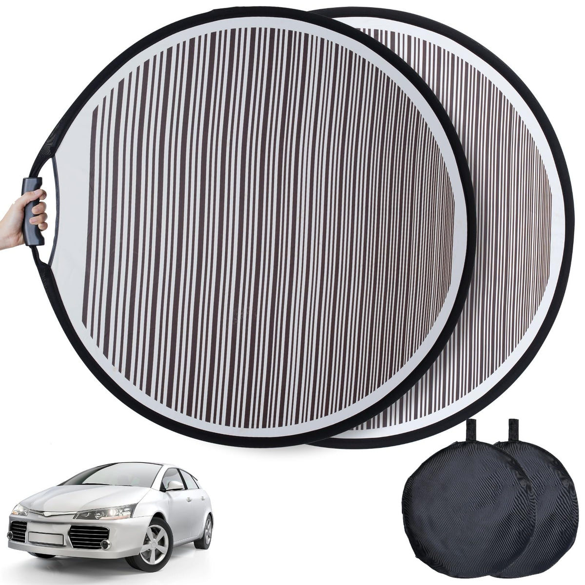 Homaisson front view of 32-inch reflector showing clear striped pattern and improved visibility