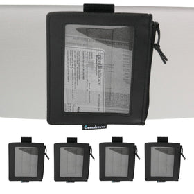 Homakover front view showing visor holder and clear pocket for quick access