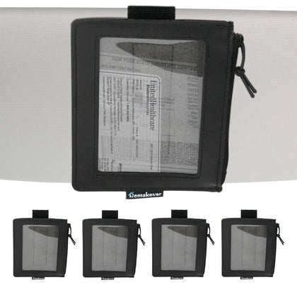 Homakover front view showing visor holder and clear pocket for quick access