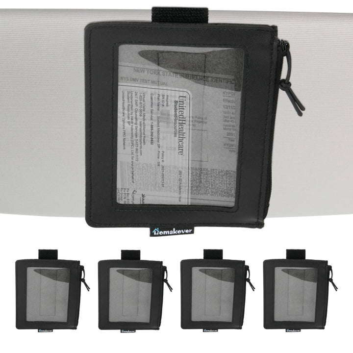 Homakover front view showing visor holder and clear pocket for quick access