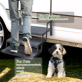 HOMEE lifestyle shot at RV entrance keeping dirt outside and cozy inside