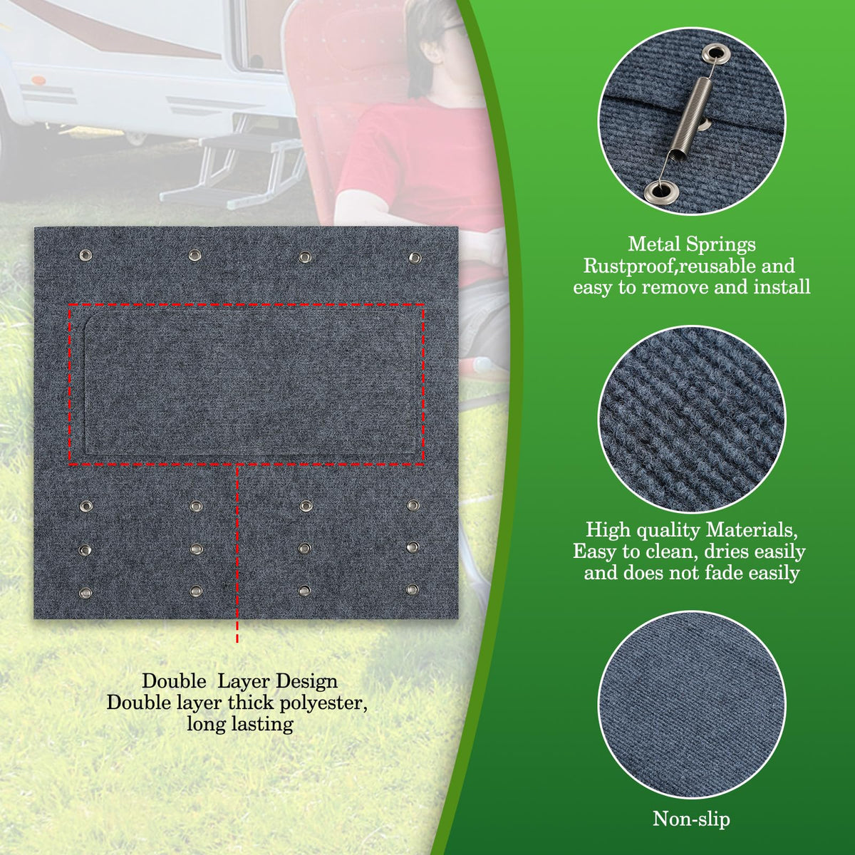 HOMEE mounted cover on metal RV step improving traction and safety