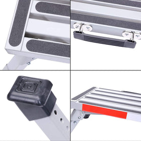 Homeon Wheels on campsite step used near camper for convenient access