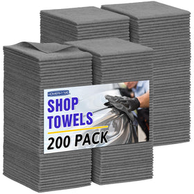 HOMERHYME front pack of 200 grey microfiber cloths showing value and quantity