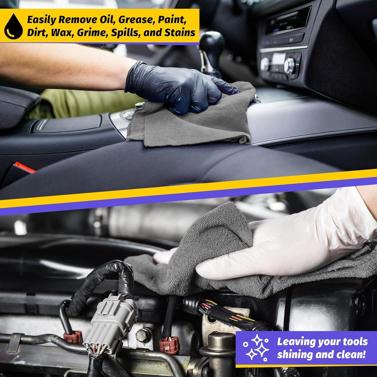 HOMERHYME cloth polishing car paint to demonstrate streak-free shine benefit