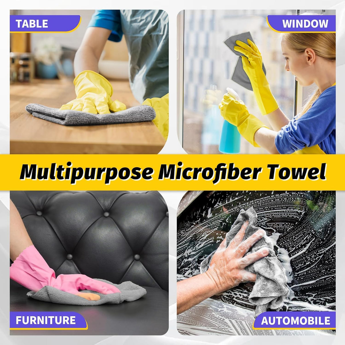 HOMERHYME cloth wiping kitchen counter showing absorbency and multiroom use