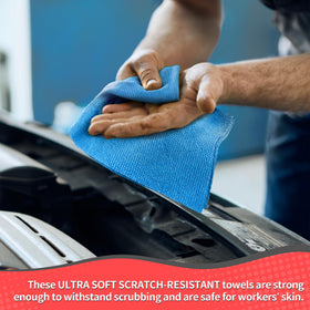 HOMERHYME towel held in hand showing 11.5 by 11.5-inch practical size