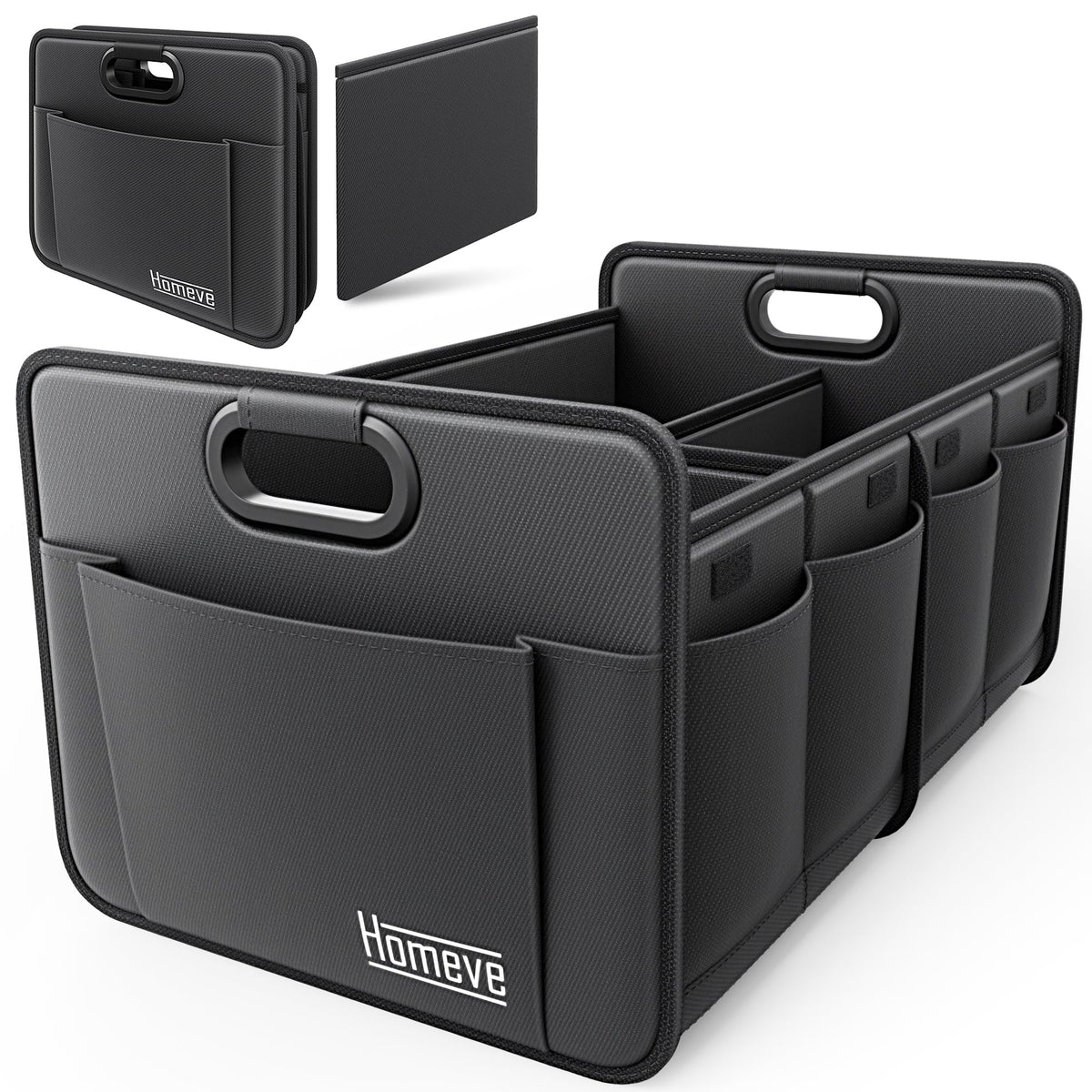 Homeve front view packed trunk organizer showing tidy storage and quick access