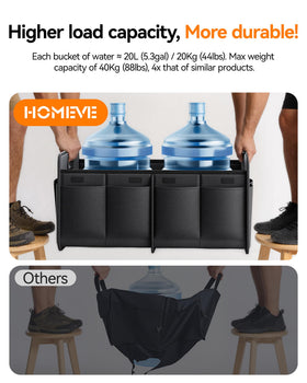 Homeve next to grocery bags for size comparison and capacity clarity