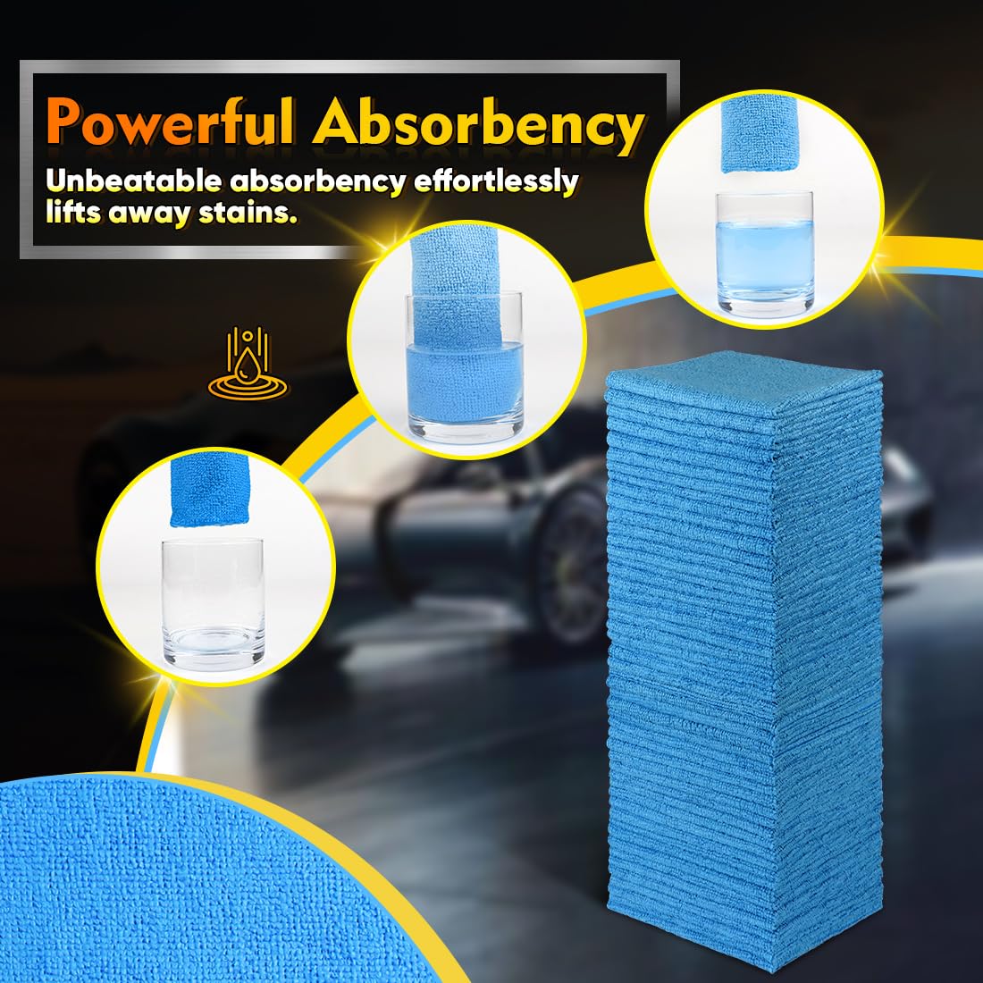 HOMEXCEL close-up of microfiber fibers showing dense weave and cleaning power