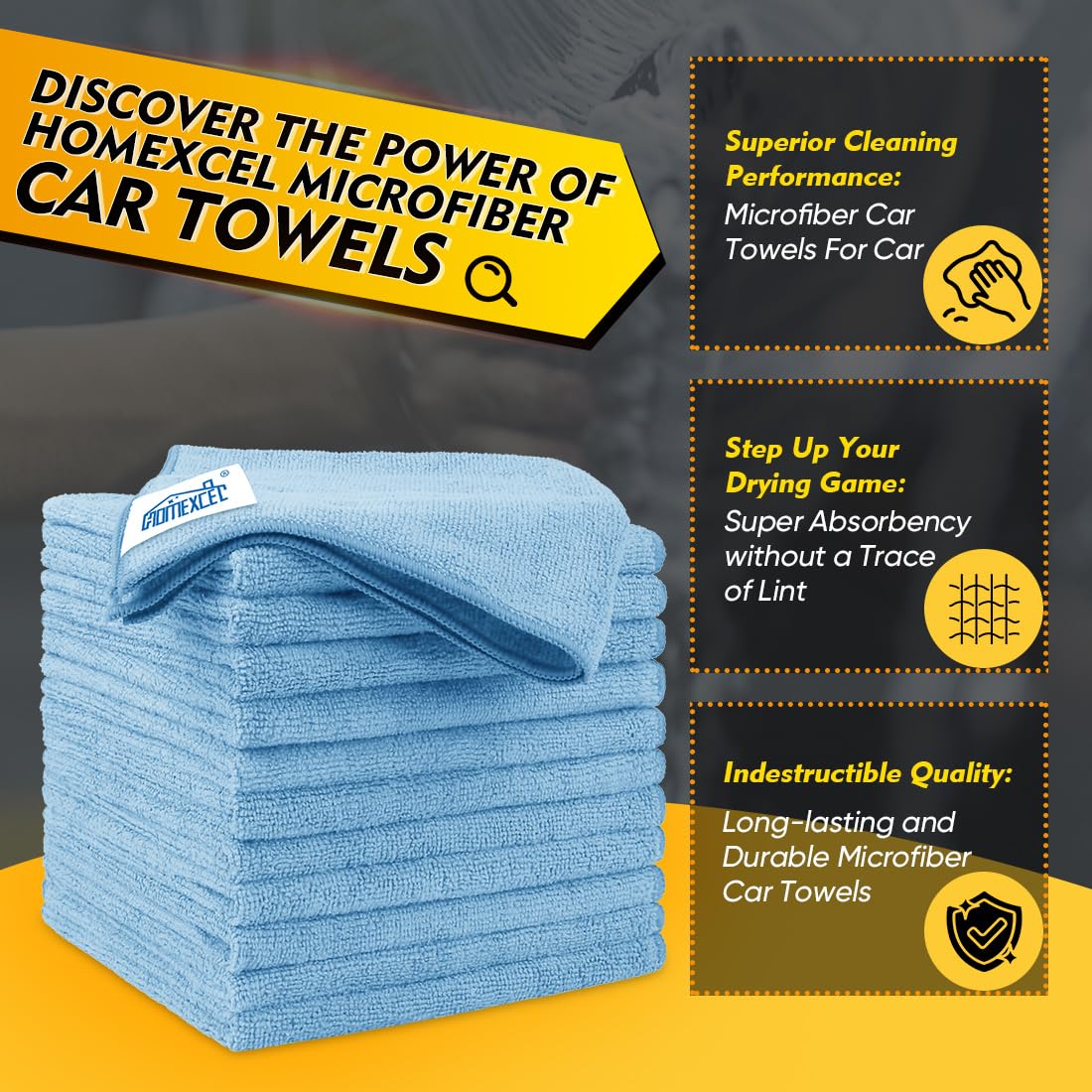HOMEXCEL close-up of microfiber texture for superior dirt capture benefit
