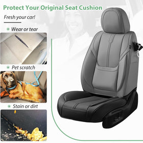 HOMOSTARRY installed on a vehicle front seat showing sleek refreshed interior