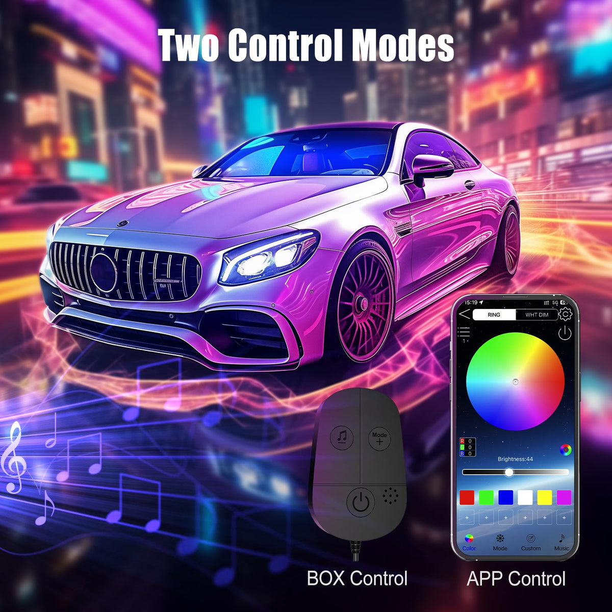 Honalia installed in car footwell providing ambient cabin glow